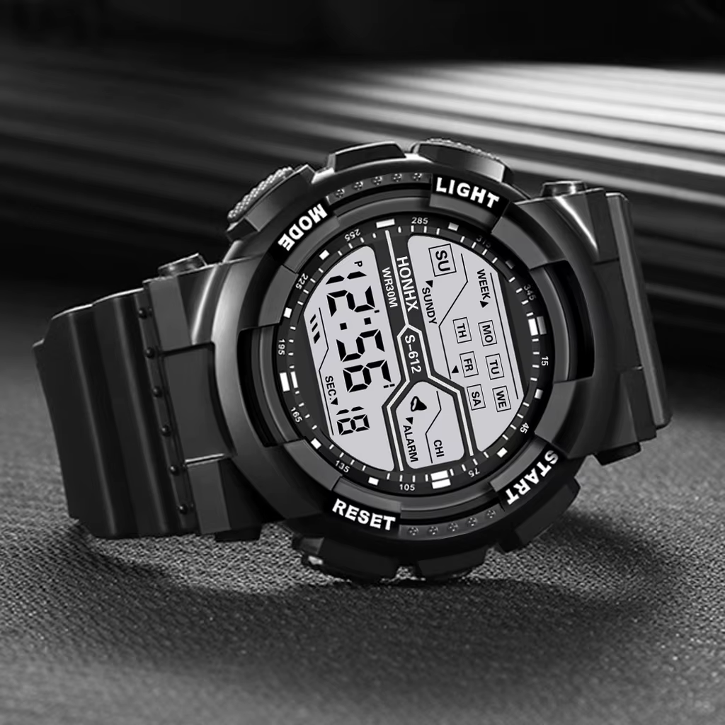 Sport de plein air hommes montre multifonction grand écran LED électronique étanche lumineux militai