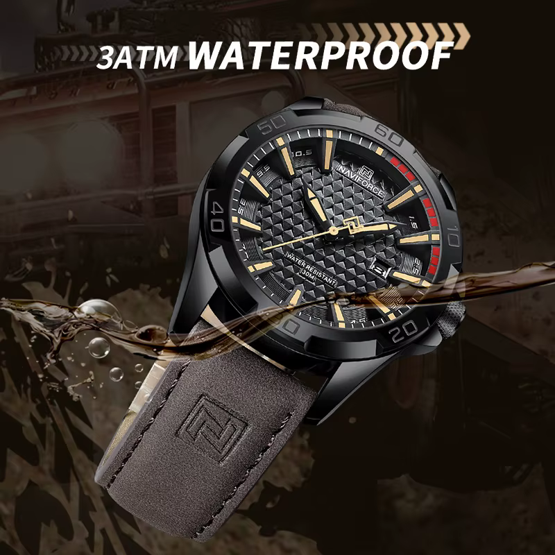 NAVIFORCE hommes Sport décontracté militaire Quartz calendrier montre-bracelet pour homme d'affaires