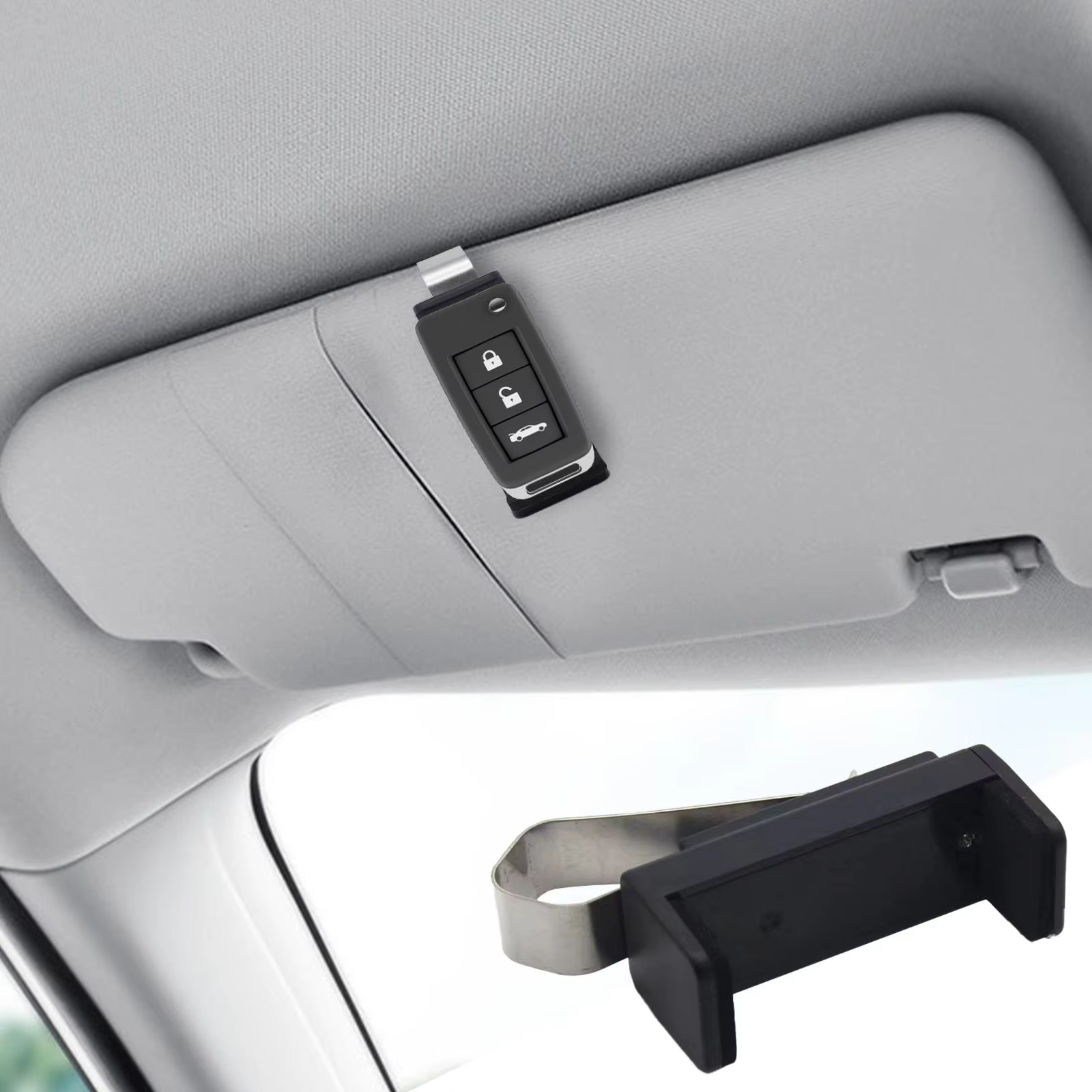 Support de télécommande de garage réglable avec clip de fixation pour pare-soleil – Clip pratique po