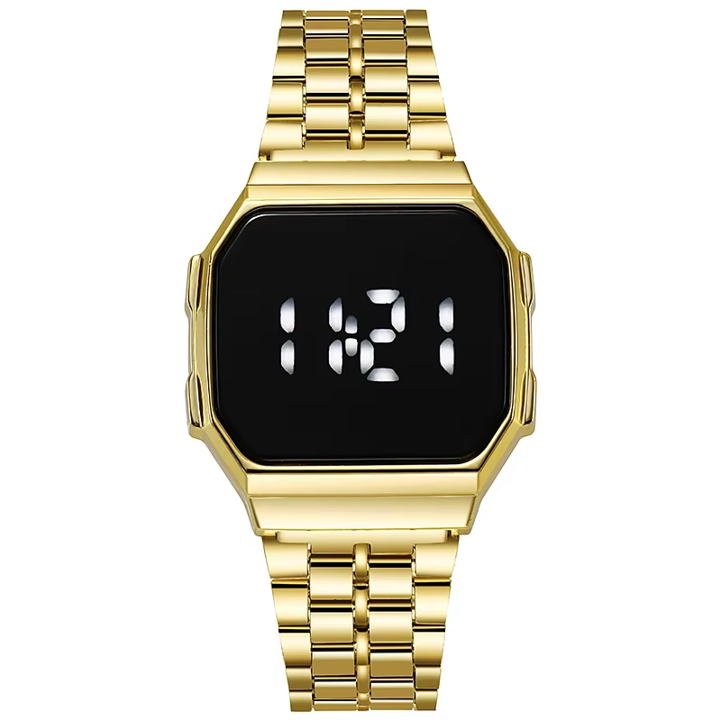 Nouvelle montre électronique à affichage numérique LED tactile pour femmes, or rose, argent, style r