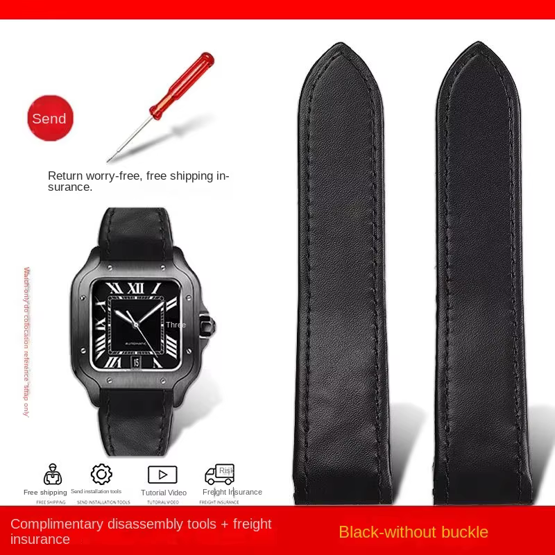 Pour Cartier Santos 100 Santos100 bracelet de montre en cuir véritable boucle pliante bracelet de mo
