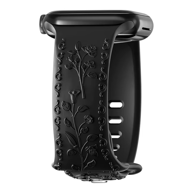 Bracelet gravé de fleurs pour Apple Watch, 44mm, 40mm, 49mm, 41mm, 45mm, 38mm, 42mm, iWatch Series 8