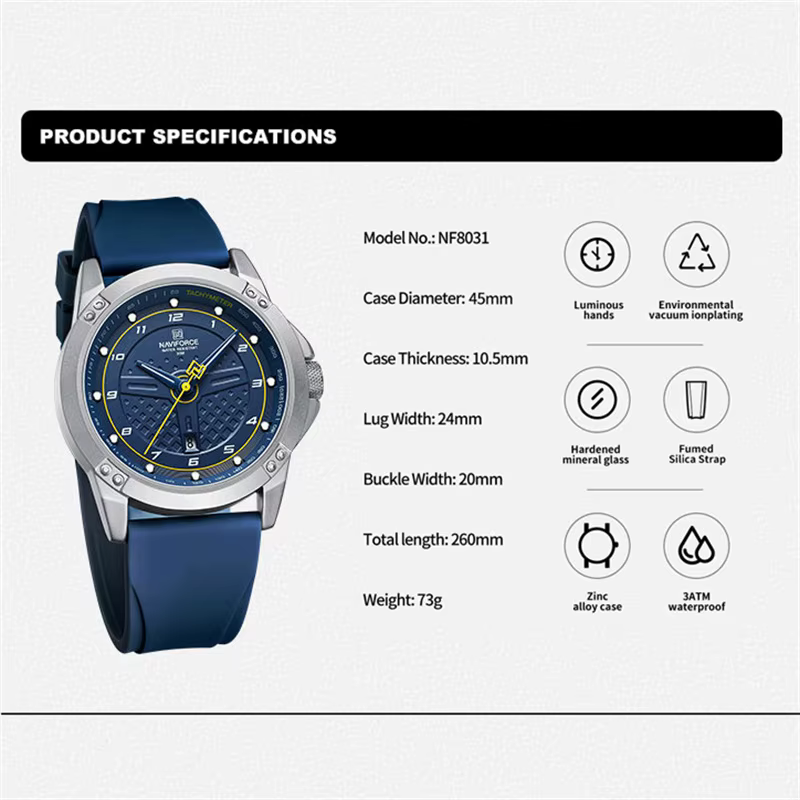 NAVIFORCE montre-bracelet à Quartz décontractée mode étanche montres pour hommes Sport bracelet en S