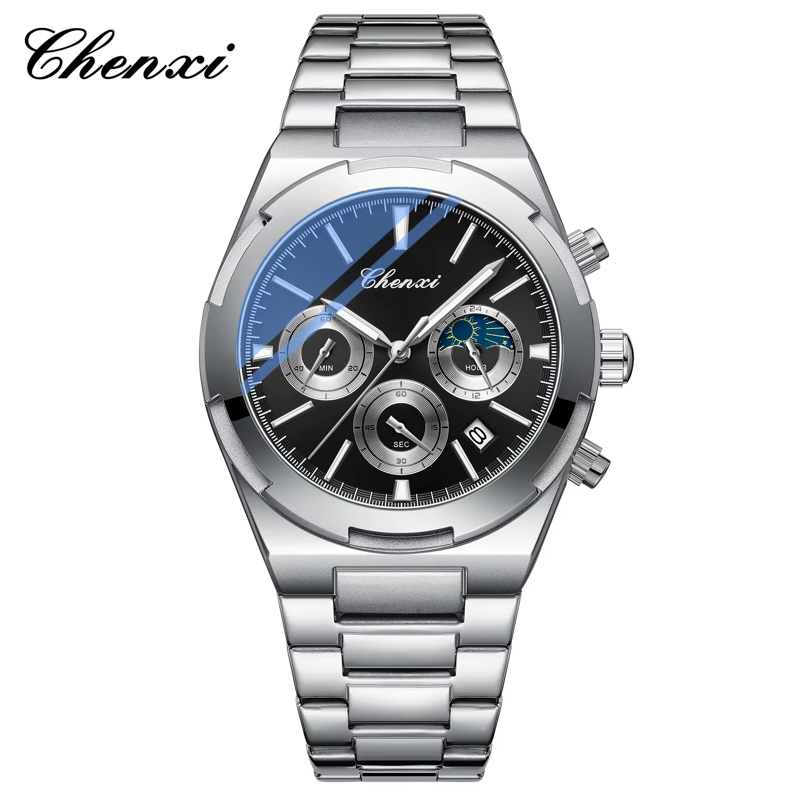 Montres pour hommes classique multifonctionnel chronographe montre de sport haut de gamme en acier i