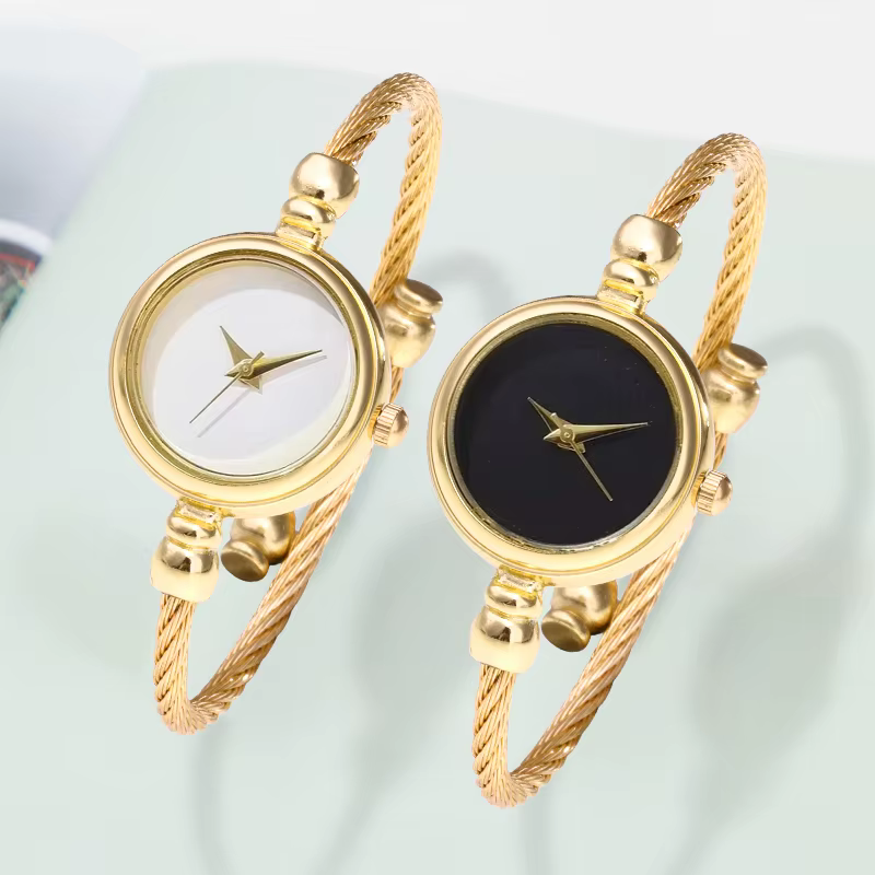 2 pièces montres pour femmes mode or Bracelet fin dames Bracelet montre femme montre-Bracelet femmes