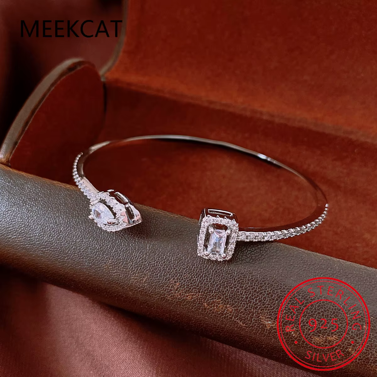 Bracelet manchette en moissanite D VVS1 pour femme, en argent sterling 925 original, bijoux fins, Pu