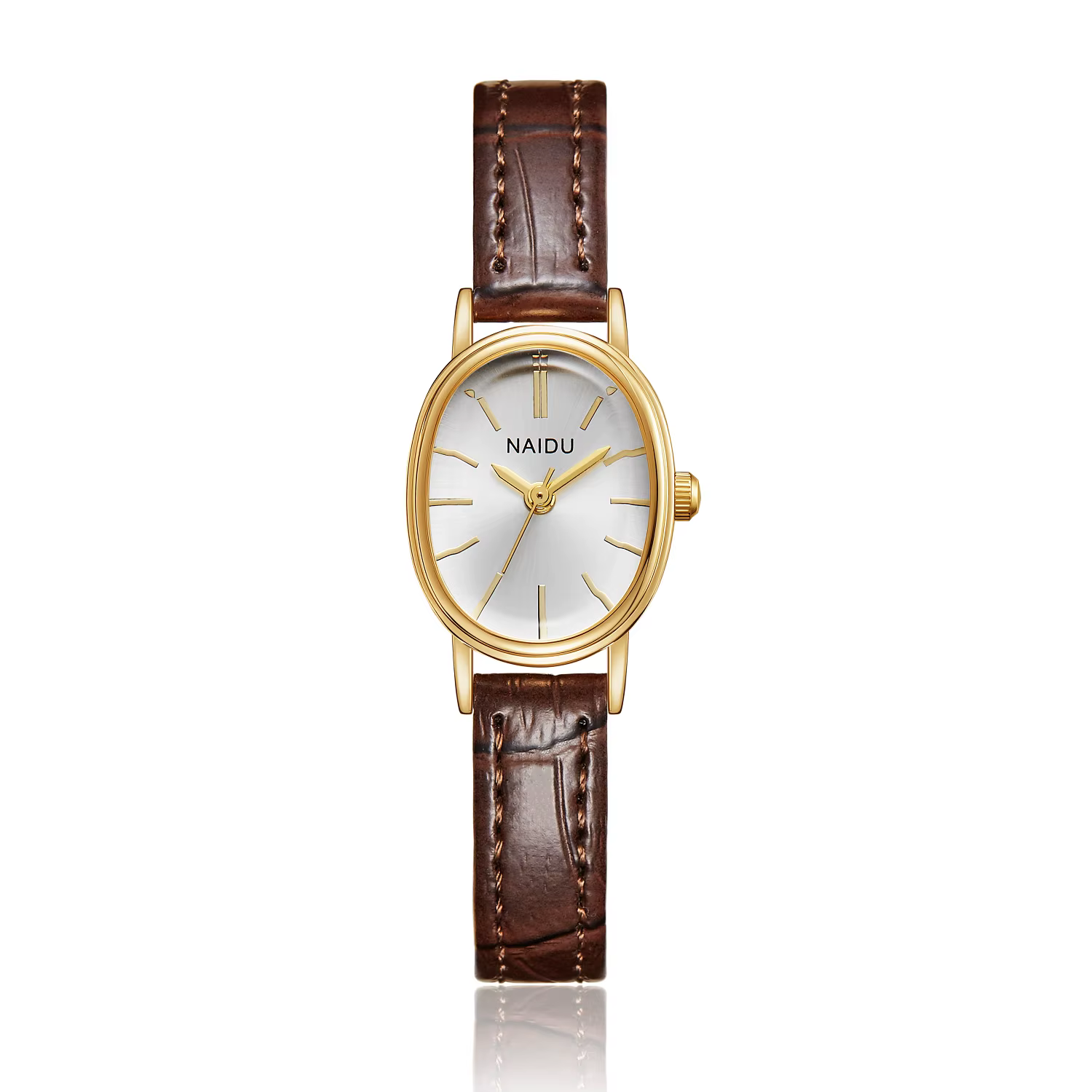 Montre à quartz pour femmes, élégante et à la mode, simple, cadran lisse, boîtier ovale