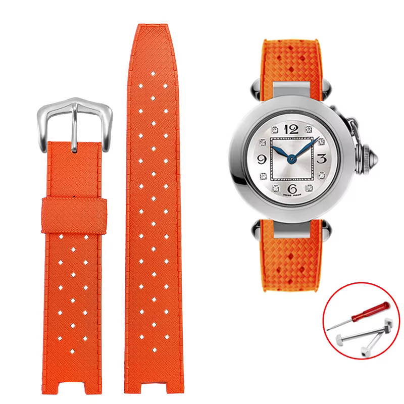 Bracelet de montre en caoutchouc pour cartier Pasha série Bracelet de montre cranté Bracelet 20*10mm