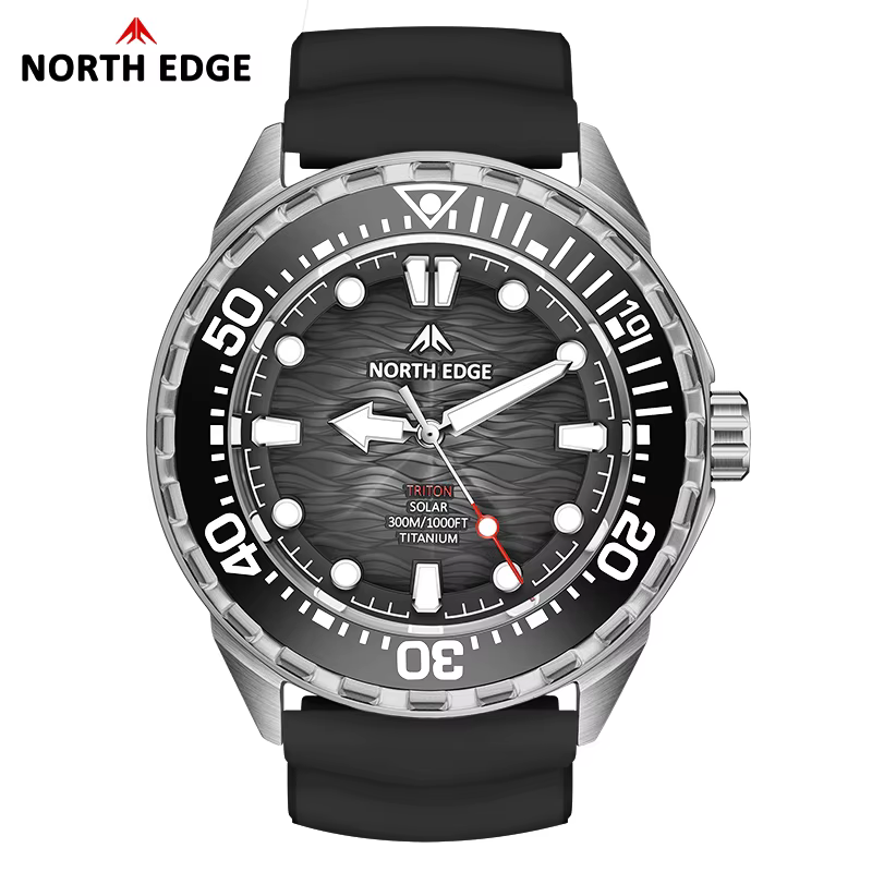 NORTH EDGE TRITON-Ti montre de plongée à énergie solaire boîtier en alliage de titane hommes montres