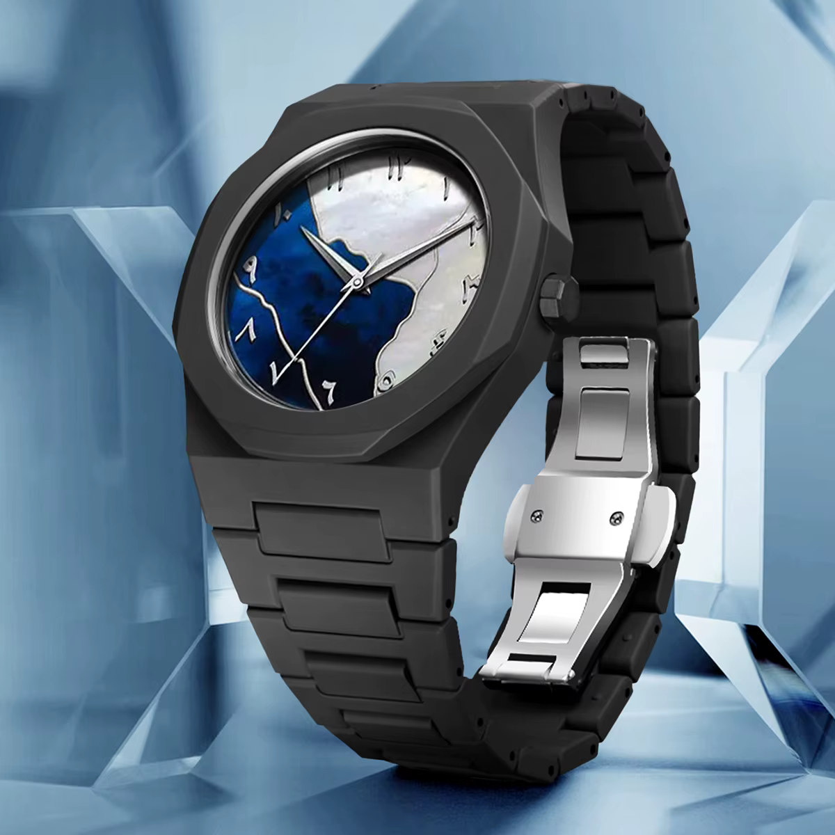 LUCKYFOXNew montres haut de gamme tendance pour hommes graffiti art montres à quartz