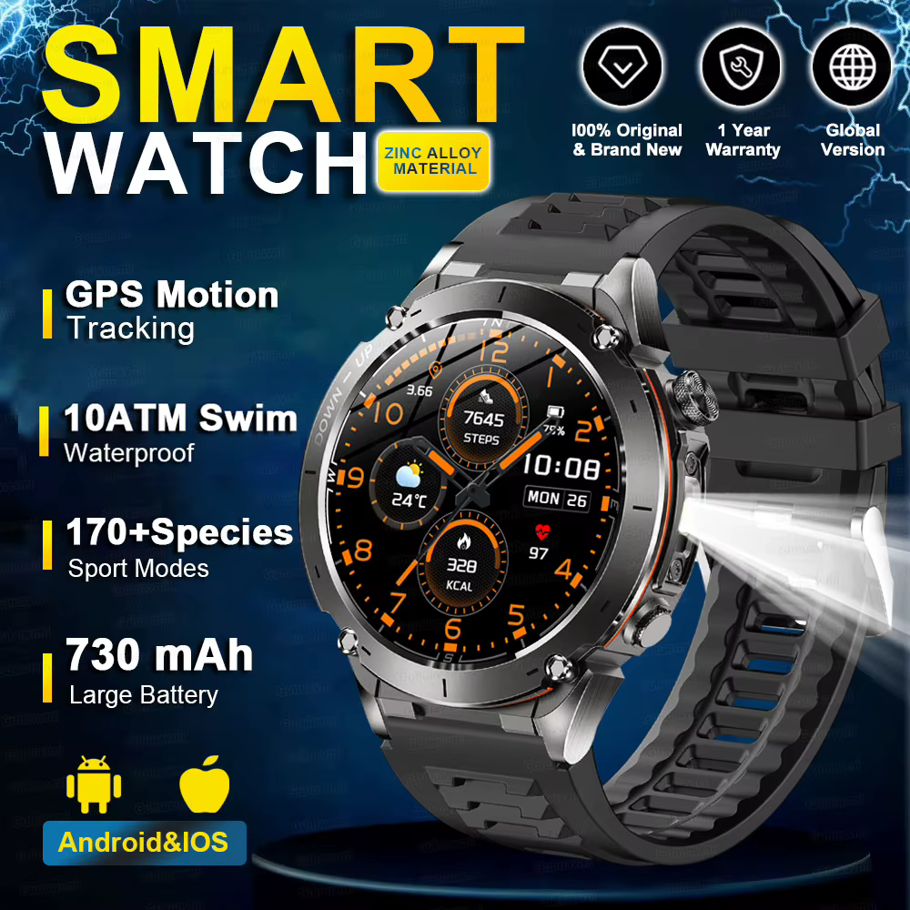 Montre connectée GPS d'extérieur 2026 Ultra AMOLED avec GNSS double bande intégré, boussole, sport m