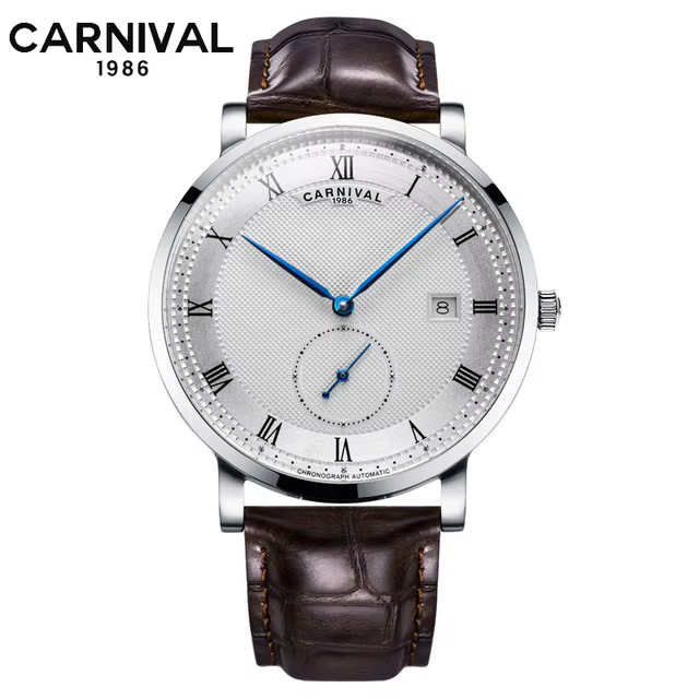 Carnaval marque montres de luxe pour hommes mode étanche or Rose argent calendrier automatique mécan