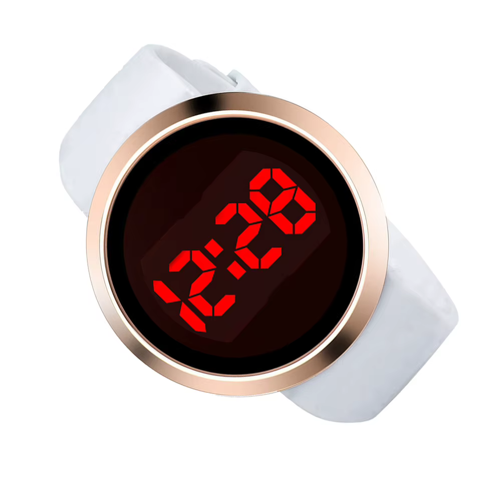 Montre Led pour femmes et hommes, bracelet Pu, écran tactile, alliage numérique, montre-bracelet éle