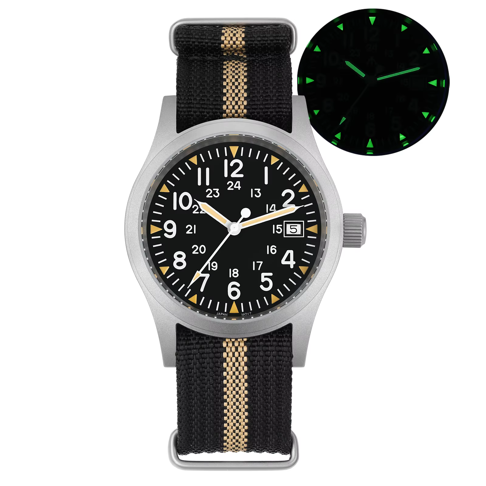 Militado ML05 montre militaire Ronda 515 mouvement à Quartz saphir bombé avec revêtement AR haute tr
