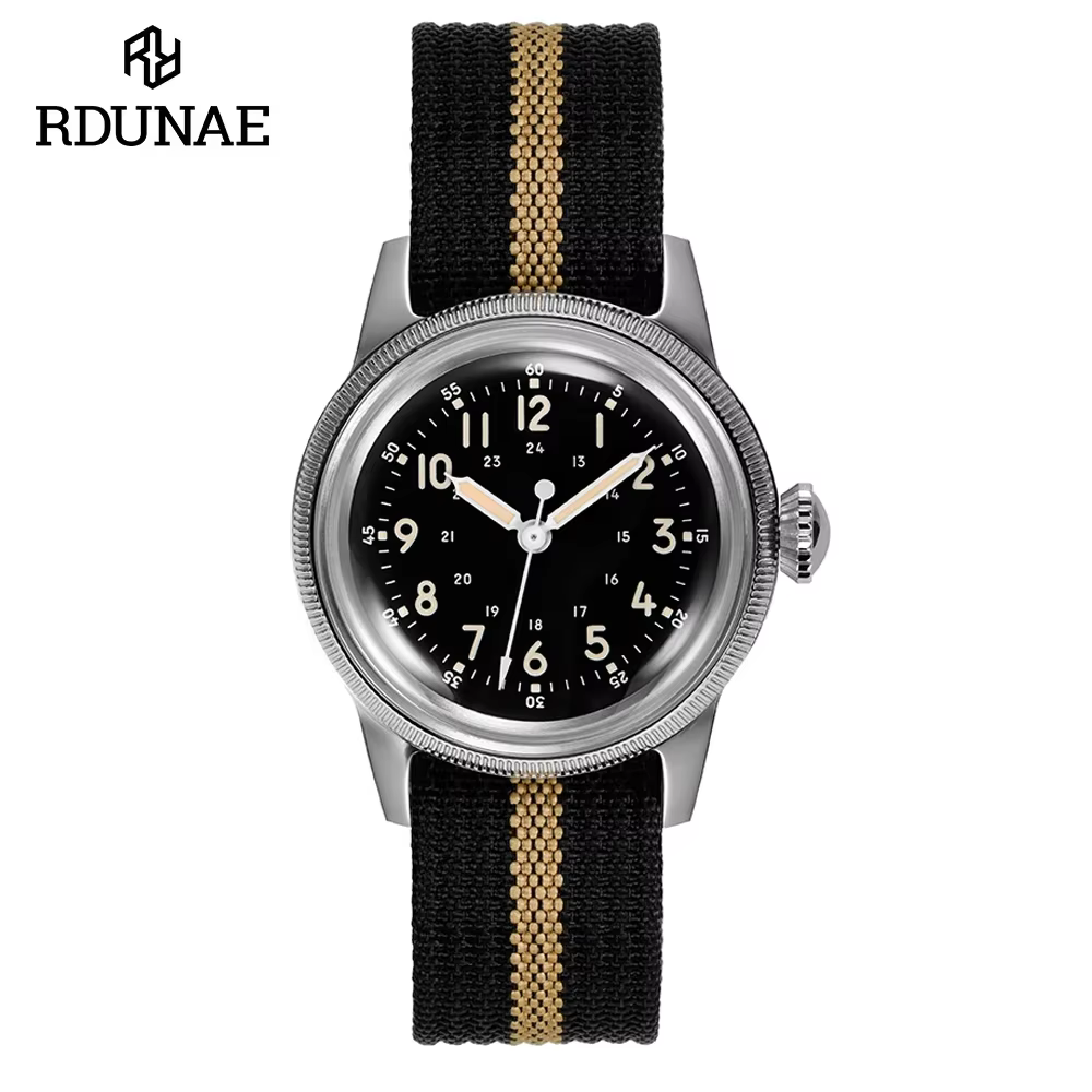 RDUNAE RA05 montre militaire rétro en acier inoxydable 316L K1 verre minéral personnalité lumineuse
