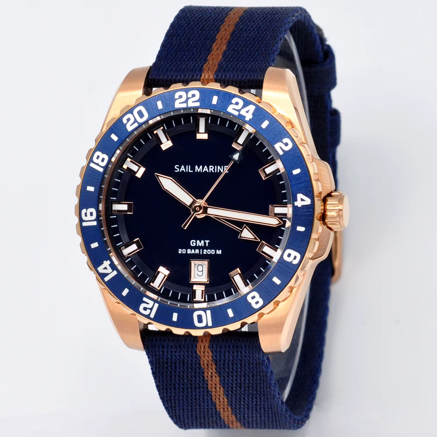 Montre décontractée pour homme de qualité supérieure en or rose, bracelet en tissu, montre à quartz 