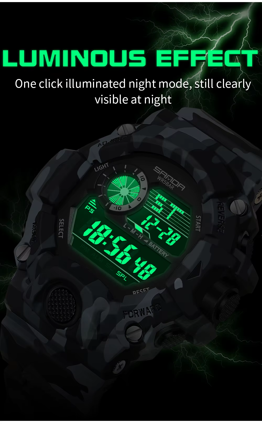 Mode SANDA 2183 hommes Camouflage militaire multi fonctionnel étanche jour veilleuse calendrier homm