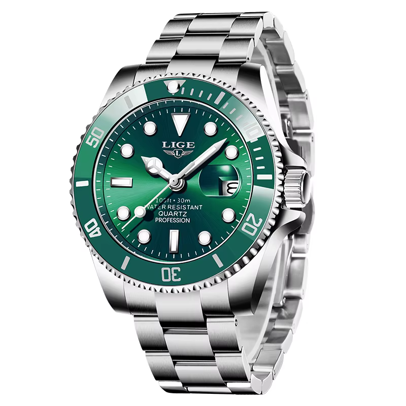 Montre LIGE, marque haut de gamme, montre de plongée de luxe pour homme, étanche, avec date, montre 
