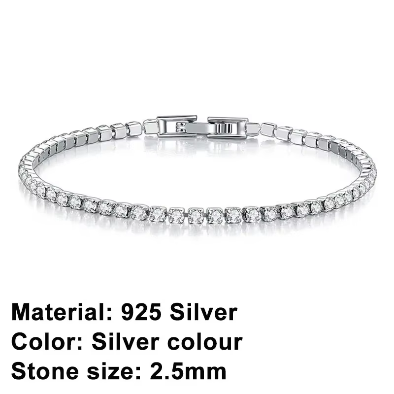 Bracelet tennis en argent sterling 925 plaqué or rose, serti de cristaux étincelants en zircone cubi