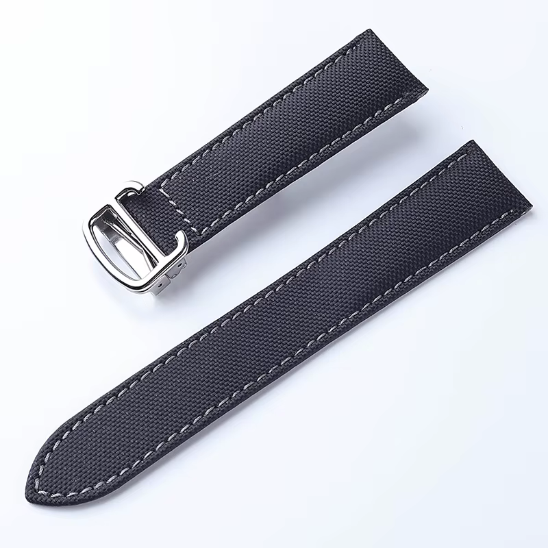 Bracelet de rechange en nylon pour montre, précieux porte-clés de Londres, fermoir pliable, noir, bl