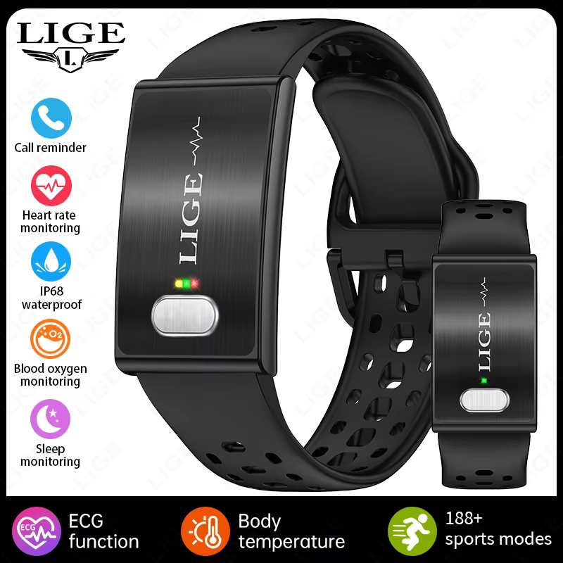 Nouveau Bracelet Connecté ECG 2026 avec Moniteur de Fréquence Cardiaque 24h/24, Thermomètre Intégré,