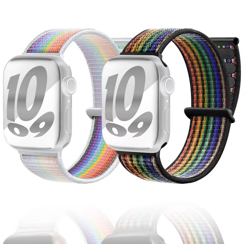 2 paquets de bracelets de montre en Nylon Sport arc-en-ciel compatibles avec Apple Watch 38mm 40mm 4