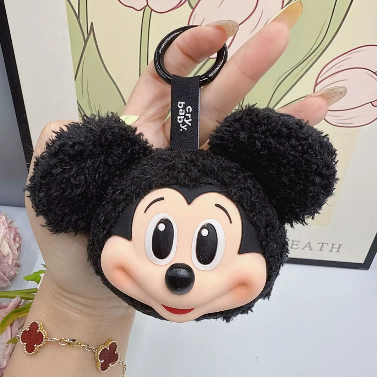 Porte-clés poupée en peluche Mickey Minnie, figurine en vinyle mignonne, cadeau de collection, sac à