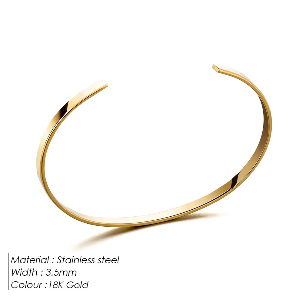 ELANDIS – Bracelet ouvert en acier inoxydable pour hommes, bijoux minimalistes, à la mode, en platin