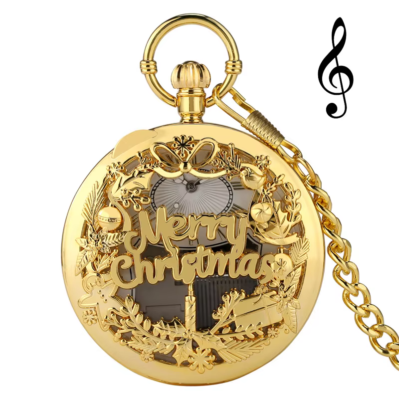 Montre musicale créative joyeux noël pour hommes et femmes, montre de poche analogique à Quartz avec