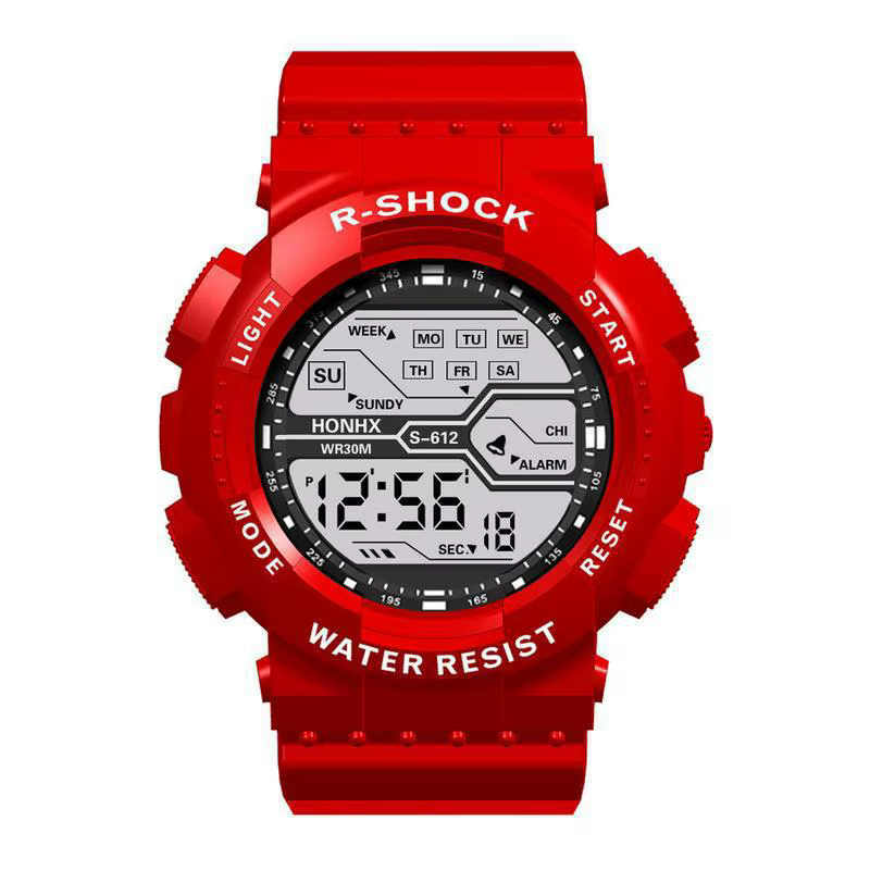 Montre électronique pour hommes, réveil lumineux, montre de sport multifonction pour garçon