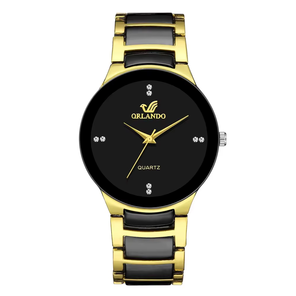Montre homme quartz en acier à cadran noir, modèle 2026, vente chaude, cadran simple, idéale comme c