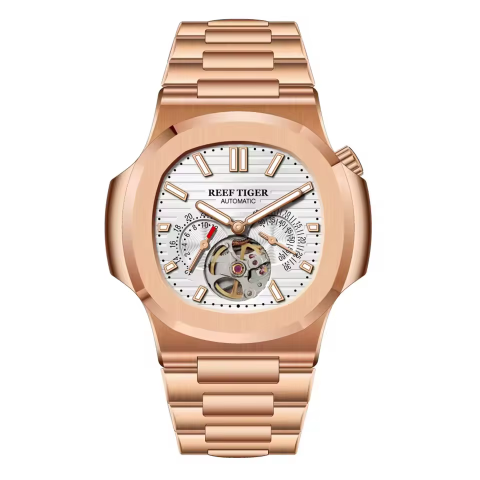 Récif tigre hommes montre automatique de luxe 44mm carré mécanique montre-bracelet saphir lumineux s