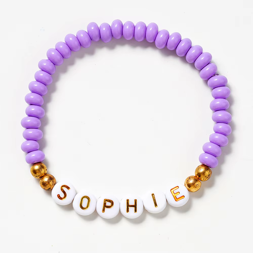 Bracelet personnalisé 1 pièce-nom gravé personnalisé, conception de perles de boulier, texture premi