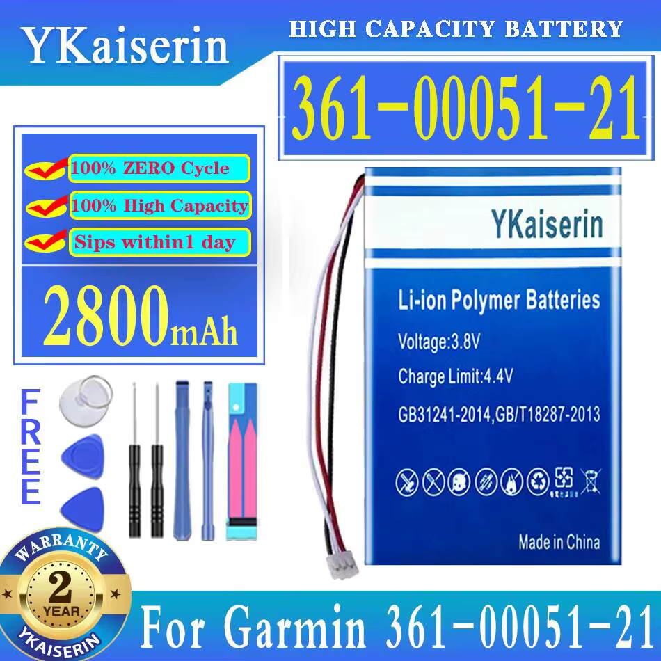 YKaiserin-Batterie de rechange 2800mAh, 503759 pour Garmin 361, 00051, 21