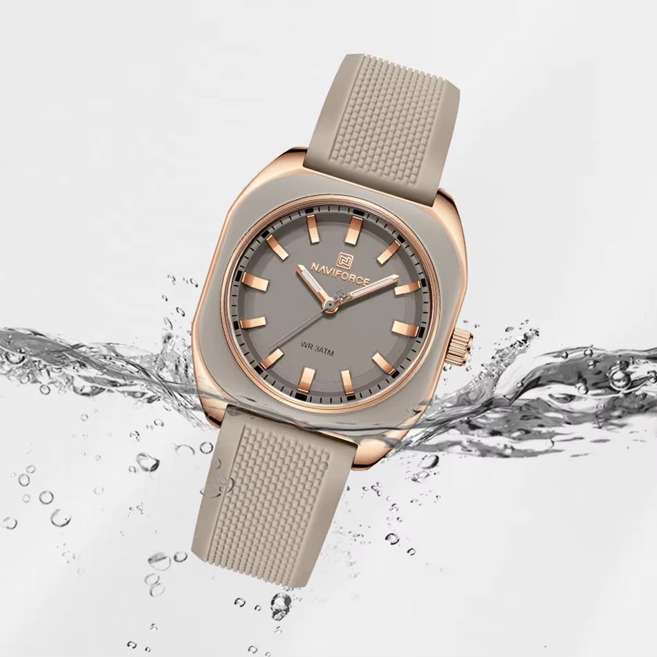 NAVIFORCE mode femmes décontracté élégant Simple polygone Quartz Silicone montre cadeau pour femmes