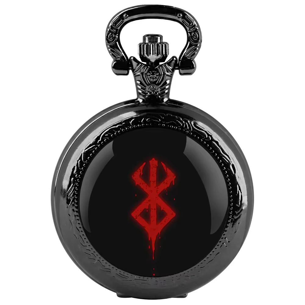 Coffret cadeau de montre de poche à quartz au design cool Berserk - Chaîne robuste + cadran à chiffr