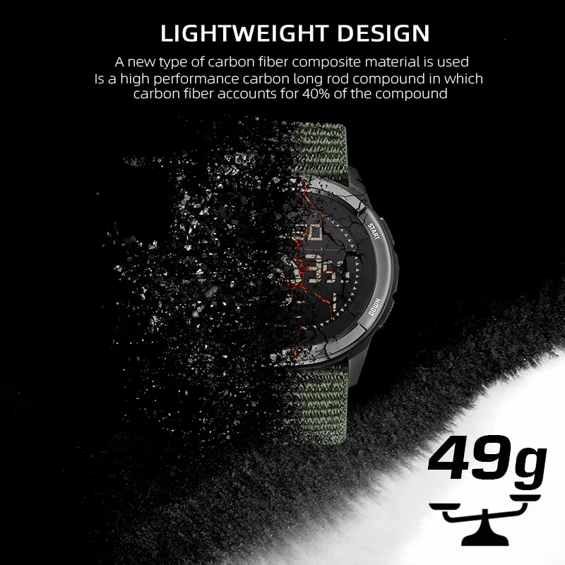 NORTH EDGE ALPS montre numérique en fibre de carbone pour hommes choc militaire sport boussole extér