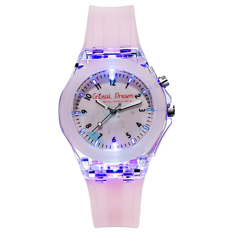 Montre-bracelet lumineuse en Silicone souple pour enfants, montre à Quartz, Sport décontracté, pour 