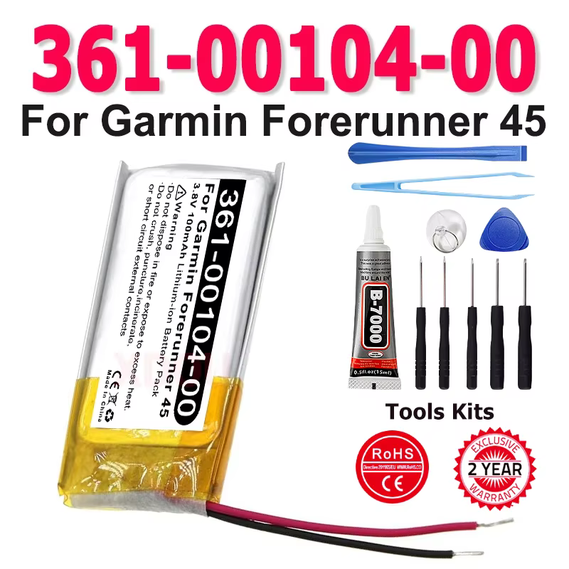 Nouvelle Batterie de remplacement pour montre intelligente Garmin Forerunner 45 100mAh, Batterie hau