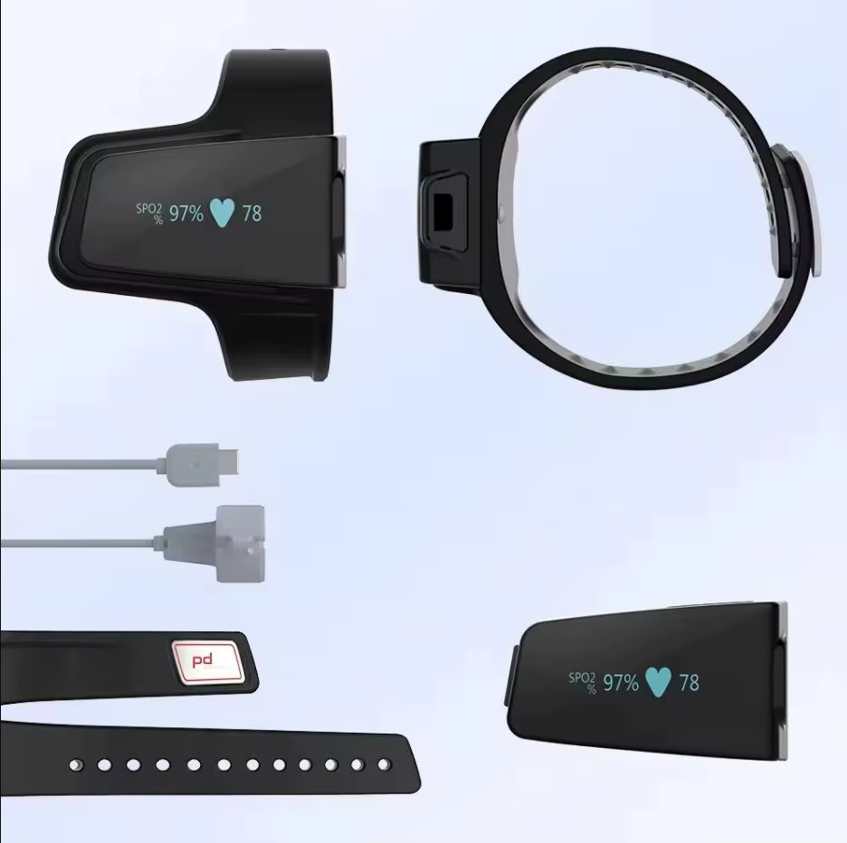 Oxymètre de poignet Bluetooth Spo2, oxymètre de fréquence cardiaque, alarme d'apnée du sommeil porta