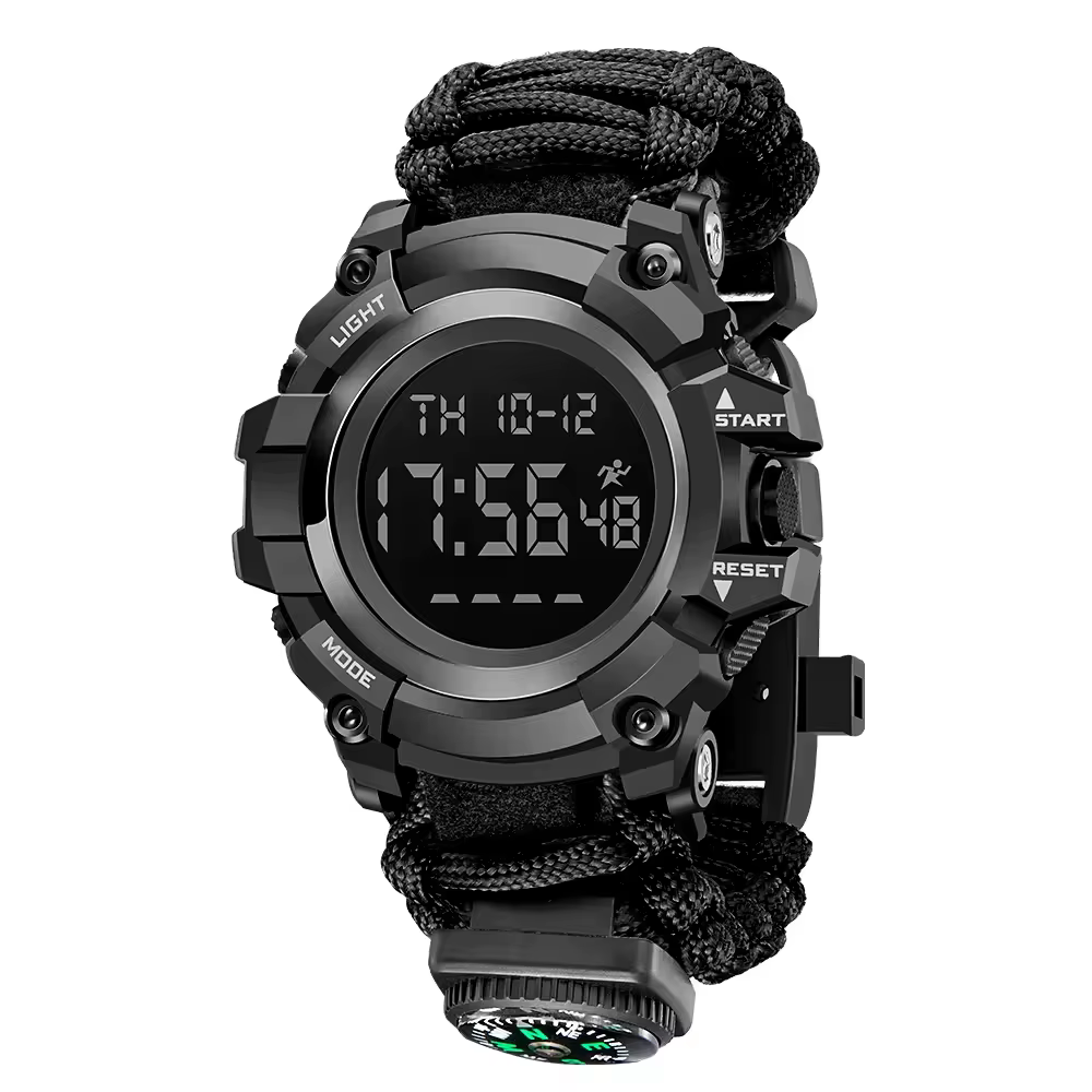 Montre de sport antichoc pour hommes, chronomètre, compte à rebours, montres numériques, horloge sou