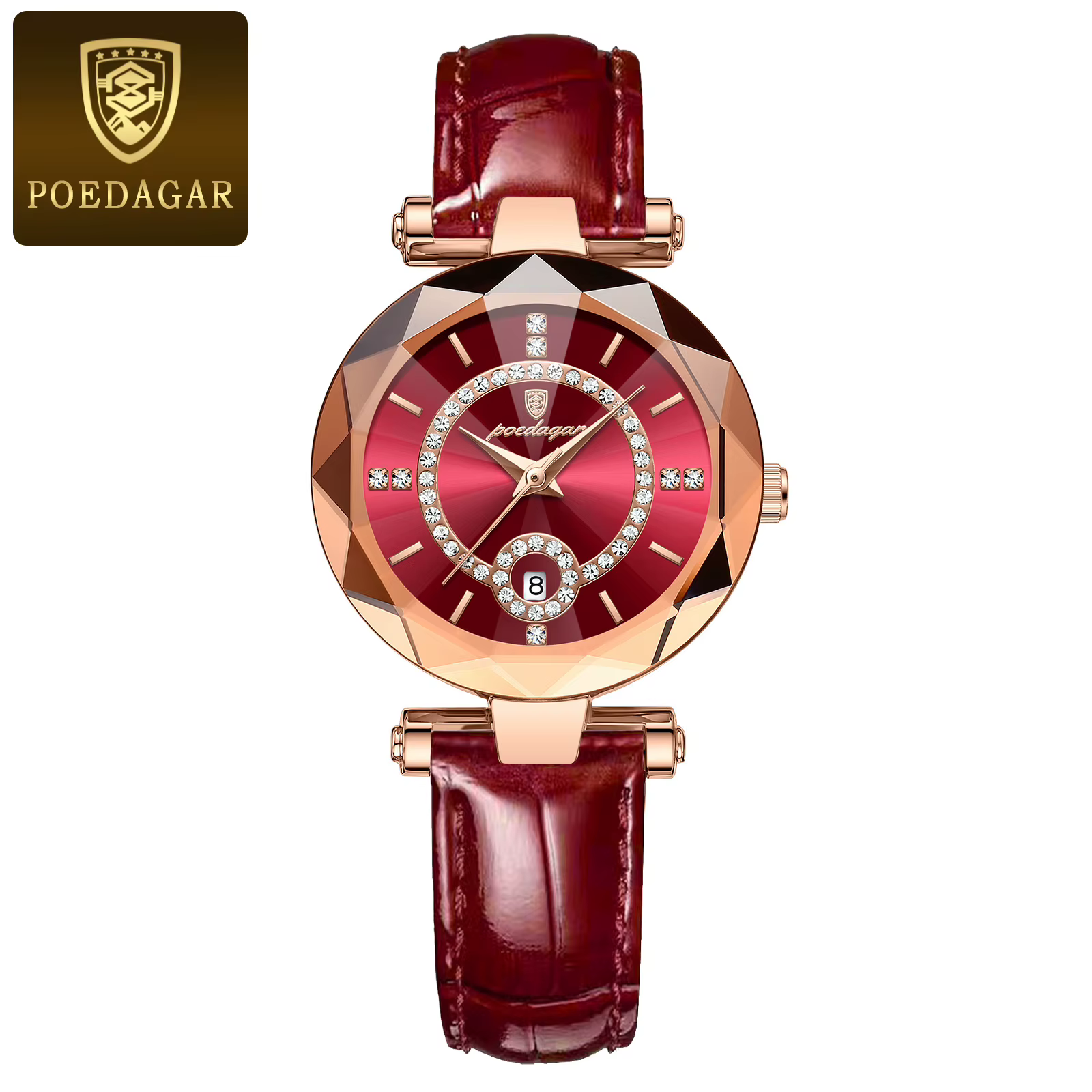 POEDAGAR montre de luxe pour femmes de haute qualité étanche Date en cuir dames montres robe Quartz