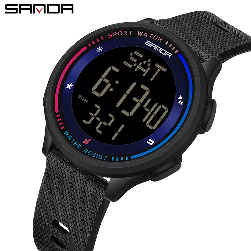 SANDA montre pour hommes fonctions multiples Sports de plein air chronomètre étanche mouvement numér