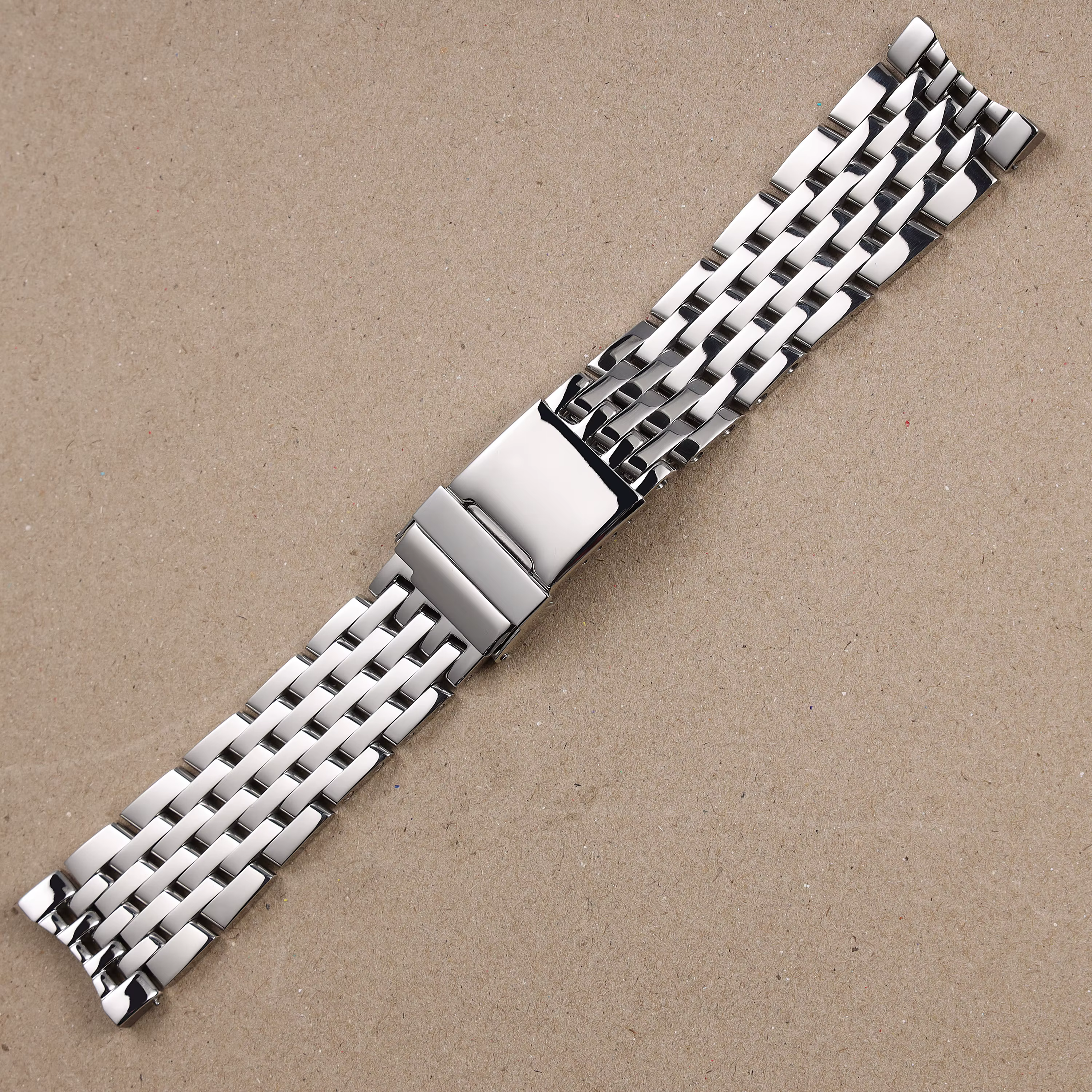 Pour Breitling nouveaux maillons d'extrémité courbes 7 perles 24mm argent poli solide Bracelet en ac