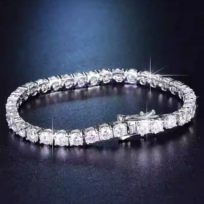 Bracelets tennis en moissanite D VVS1 en argent sterling 925 pour femmes, accessoires de bijoux de m