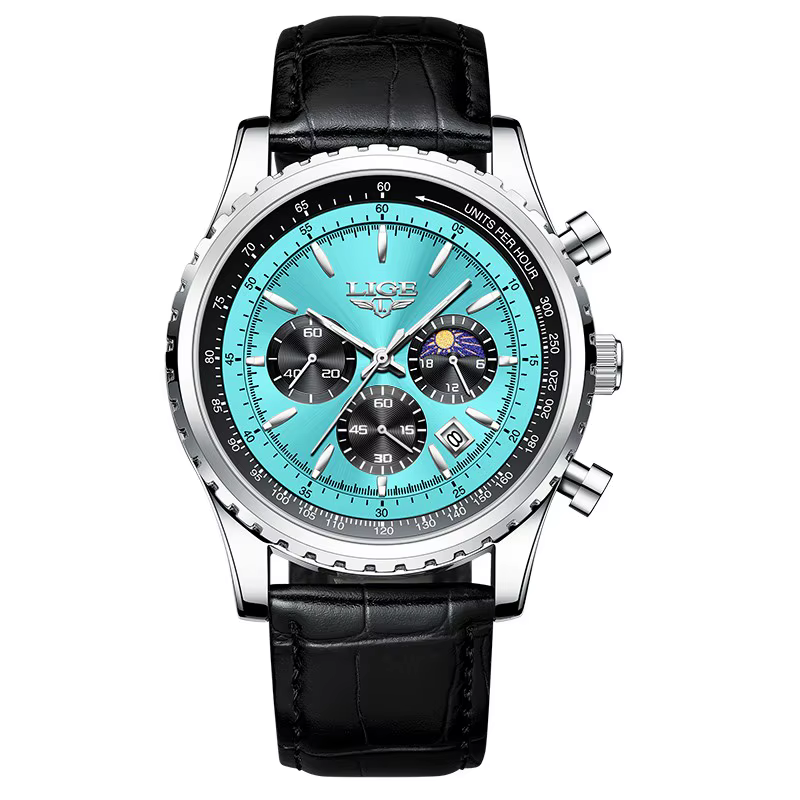 LIGE-Montre-bracelet à quartz en cuir étanche pour homme, montres de sport, horloge masculine, boîte