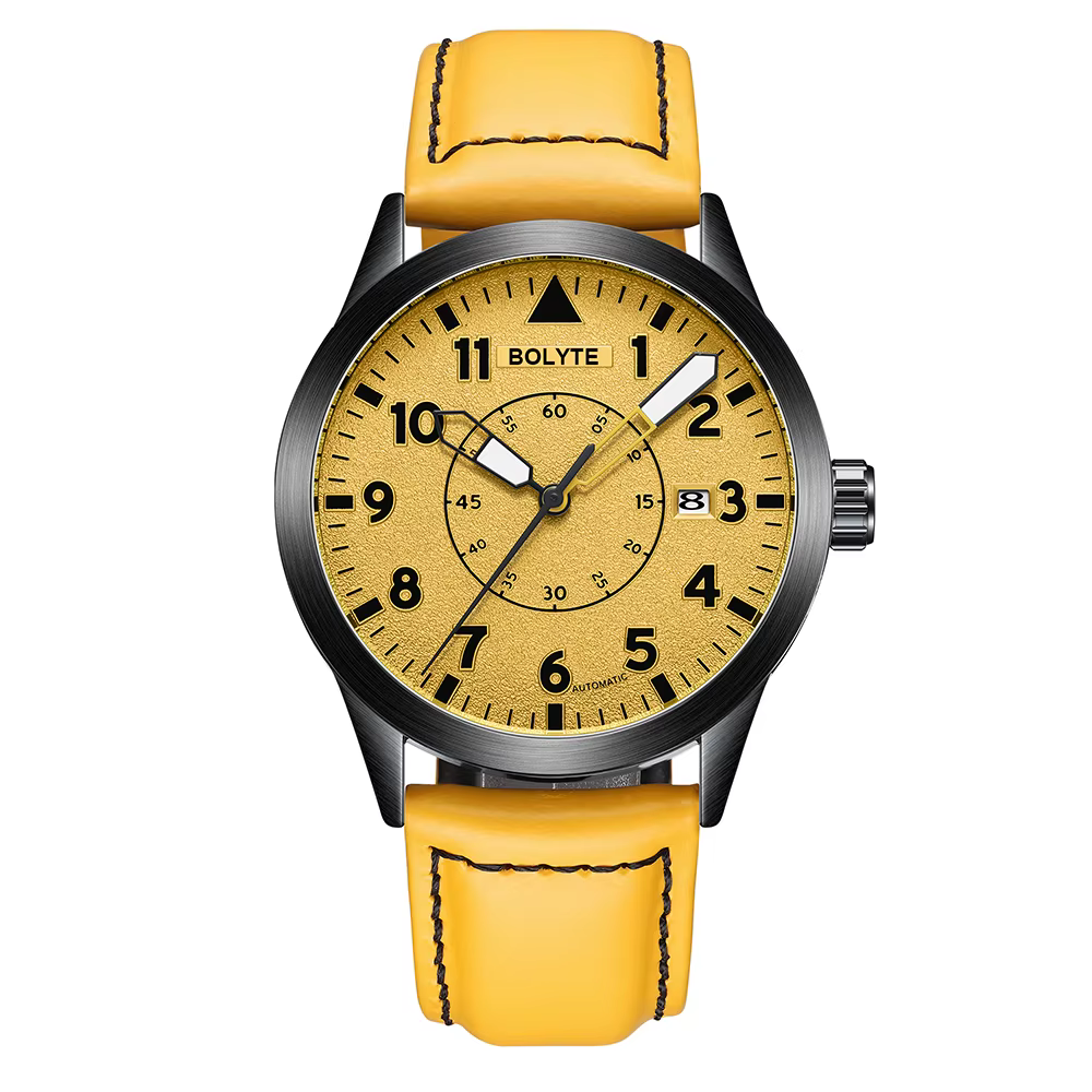 Montre pour homme de style vintage, pilote, automatique, mécanique, design classique, affichage auto