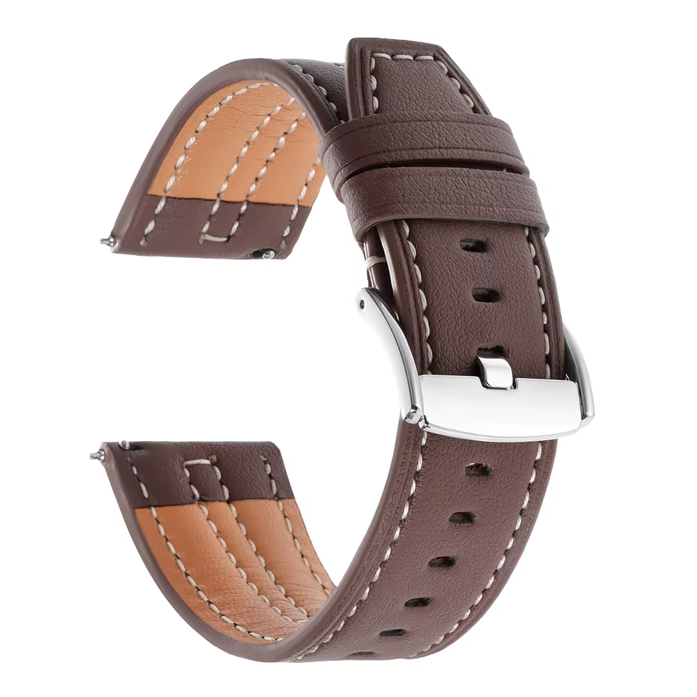 Bracelet de montre en cuir vintage 22 mm, couture artisanale, bracelet en cuir de vache, style busin