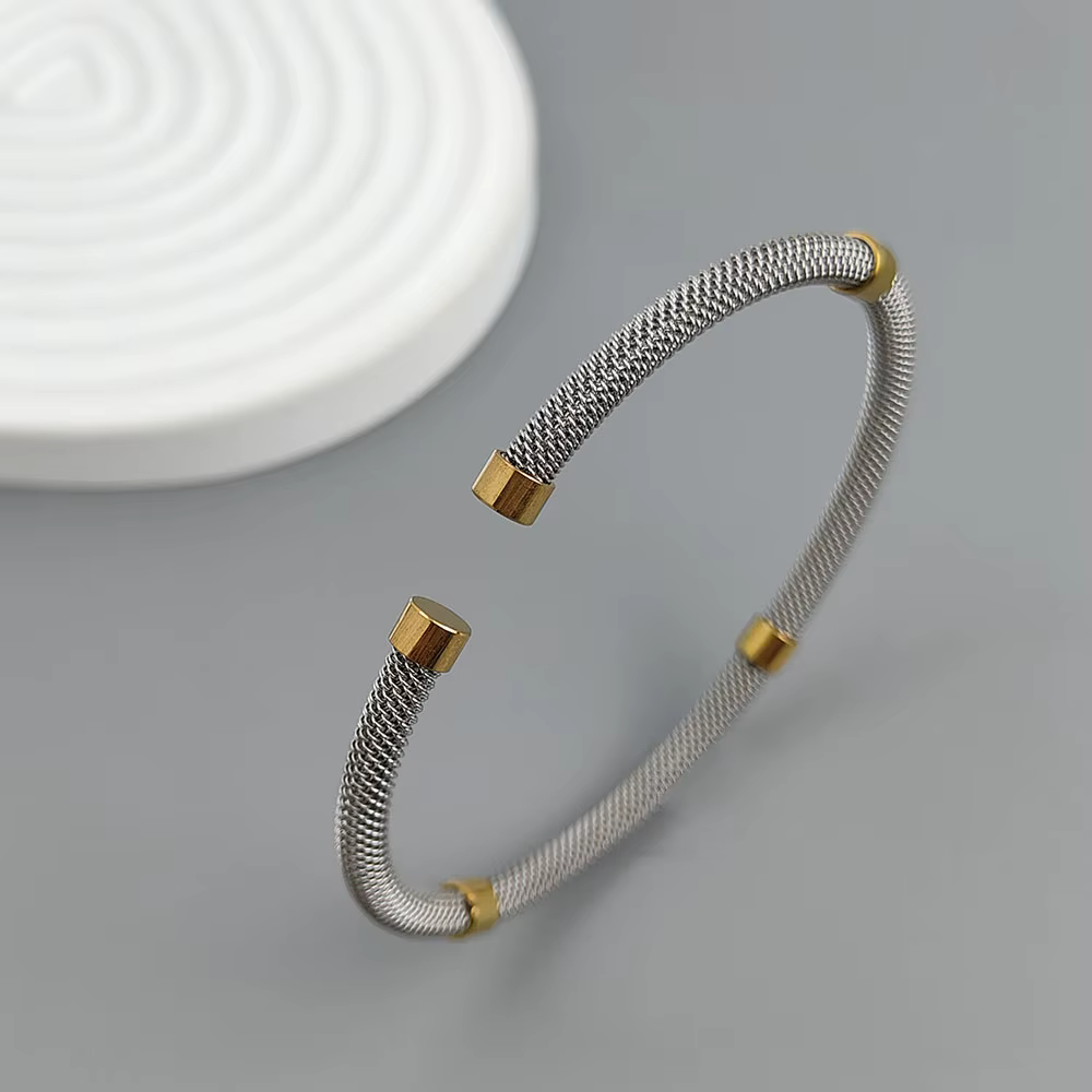 Bracelet en acier inoxydable plaqué or 18 carats, treillis métallique en acier, étanche, haute quali