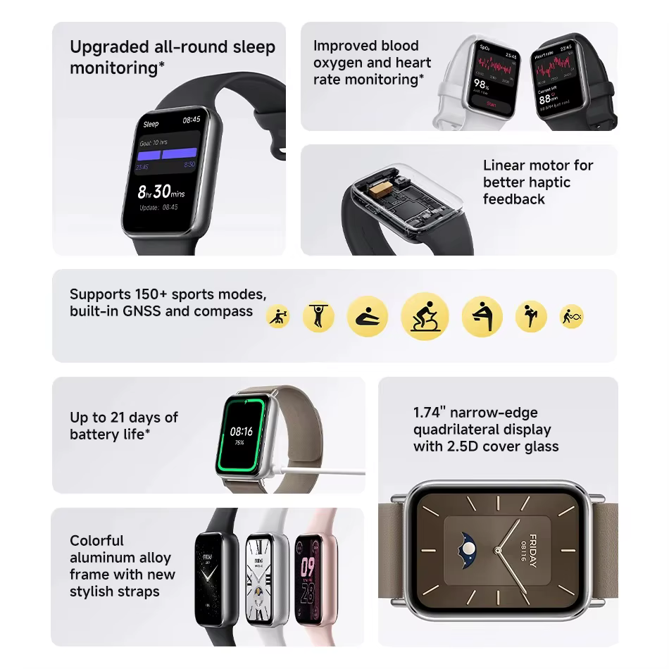 Version Globale Xiaomi Smart Band 9 Pro Bracelet Connecté Écran AMOLED 1,74 pouces Oxygène Sanguin S
